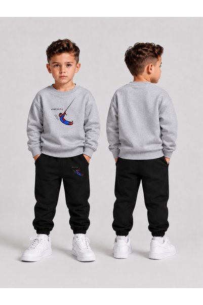 LORVEX Boys' Crew Neck Sweatshirt Tracksuit Set 2-Piece Printed Top and Botto...