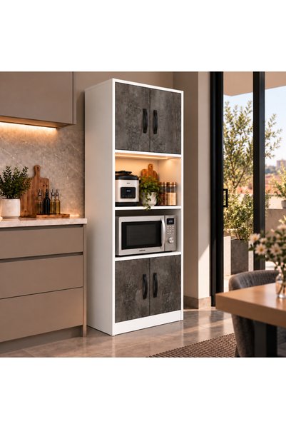BBWOOD LEDLİ ÖZEL TASARIM ÇOK AMAÇLI MUTFAK/FIRIN DOLABI (HER RENK VE EBATTA ...