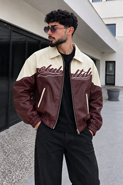 gm giyimarket New Season Men's Quilted Oversize Bomber Leather Jacket