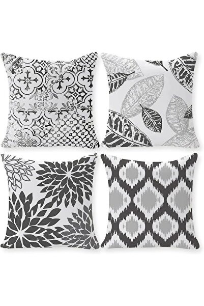 Yelajoy Set of 4 Grey Geometric Pattern Throw Pillow Covers, 18x18 Inches Dec...
