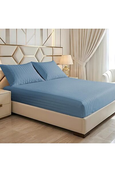 Master Home Textile Bedding Set, Queen Size, 3 Pieces, Cream Striped, 100% Mi...