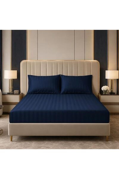 Master Home Textile Bedding Set, Queen Size, 3 Pieces, Cream Striped, 100% Mi...