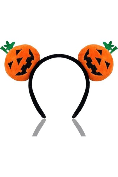 TERRIFI Halloween Pumpkin Headband for Women and Girls, Orange Fuzzy Hair Acc...