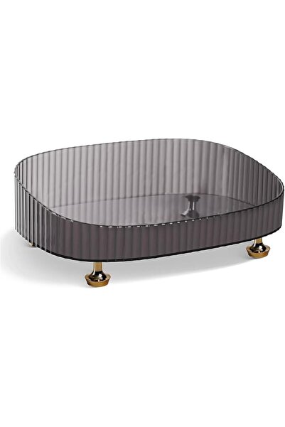 Generic Large Capacity Cosmetic Vanity Tray, PET Makeup Organizer with Gold S...