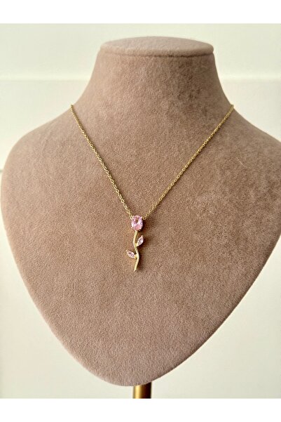 YOUES JEWELRY ÇELİK LALE TAŞLI KADIN KOLYE