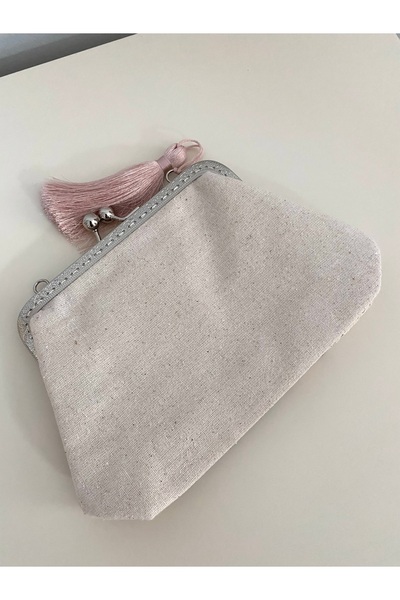 Arzu Demir Handmade vintage woven linen fabric, light linen bag, measuring 23x15 cm.