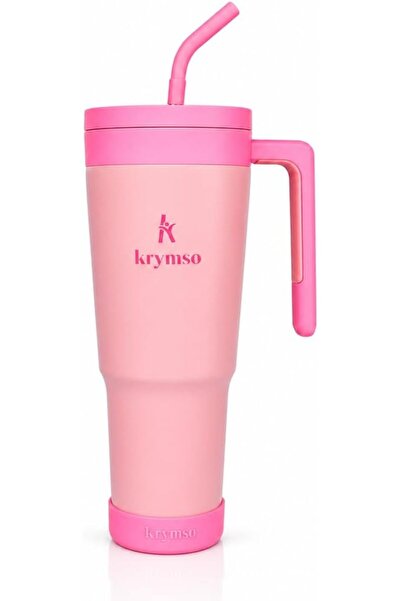 GENERAL 1200ml Stainless Steel Mug with Handle and Straw Lid, Silicone Base, ...