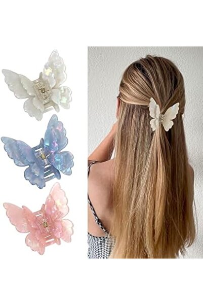 TERRIFI 3 Packs Butterfly Hair Clips – Acetate Tortoise Shell Non-Slip Jaw Cl...