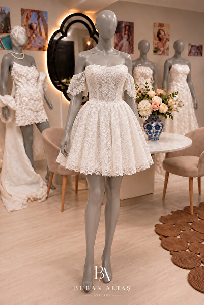 ABAD.HANDMADE mini gelinlik, after gelinlik, dantel mini gelinlik, nikah elbi...