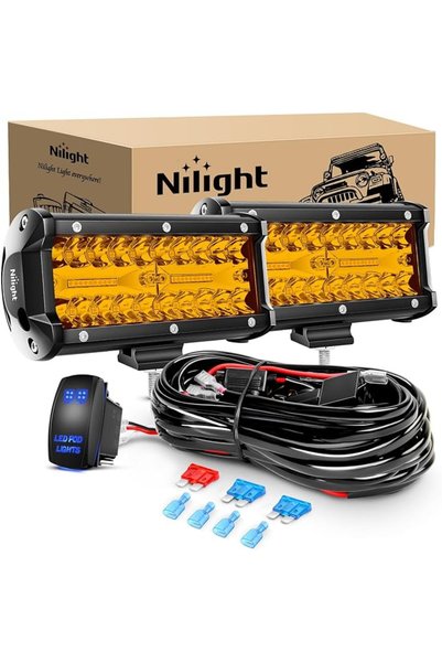 Nilight شريط إضاءة LED (قطعتان) 6.5 بوصة كهرماني 120 واط، كومبو بؤري وواسع 12...