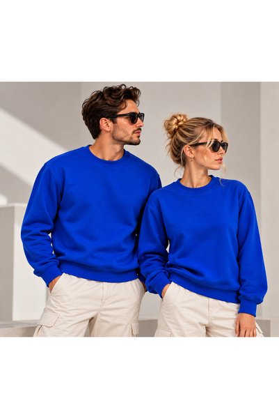 Generic Brand Unisex 3 Threaded Threaded Basic Crew Neck Oversize Sweatshirt