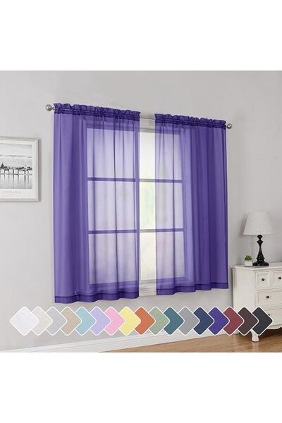 GENERAL Simplebrand Red Sheer Panles 72 Inches Long 2 Panels for Living Room,...