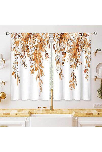 GENERAL oolygoo Eucalyptus Botanical Leaves Floral Kitchen Window Curtains Ov...