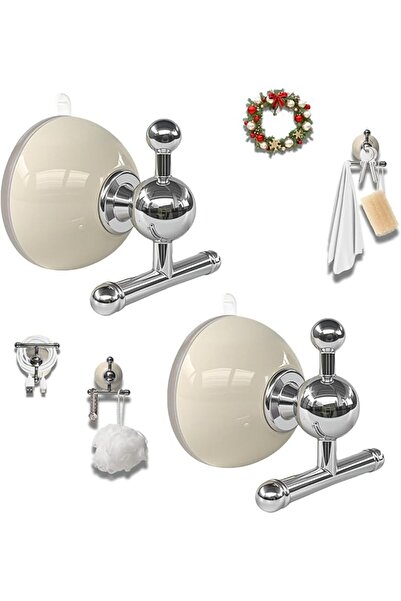 ALMEKAQUZ 2 PCS Suction Cup Hooks, Heavy Duty Towel Hangers for Bathroom, No ...