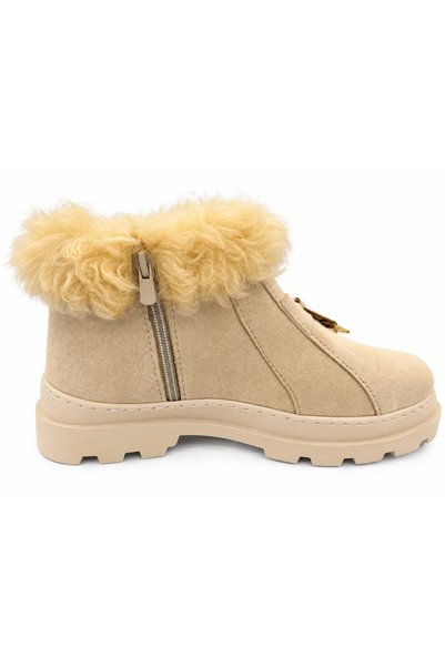 PAPUCUMUN DÜNYASI Women's Fur-Lined Zippered Thick-Soled Winter Boots