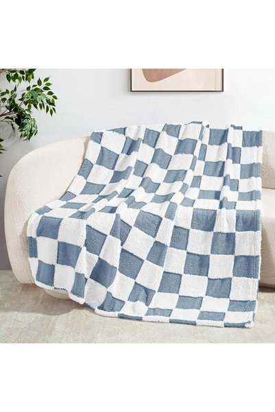 Exclusivo Mezcla Fleece Checkered King Blanket for Bed, 264x228 CM, Black