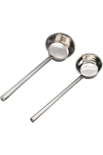 PRETYZOOM 2pcs Thickened Handle Stainless Steel Water Ladle With Flat Bottom ...