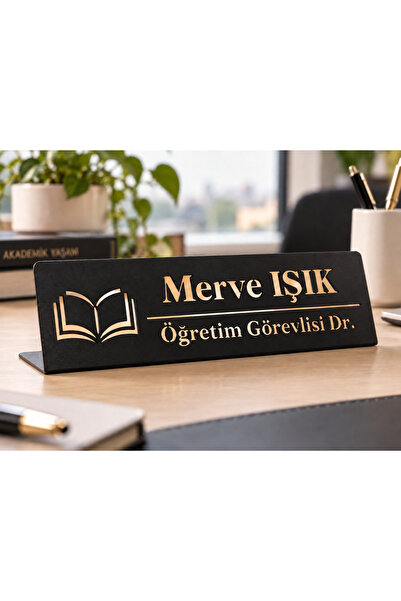 Kişiye Özel Öğretim Görevlisi Masa İsimliği Metal Lazer Kesim Akademisyen Ofis Masaüstü İsimlik Hediye