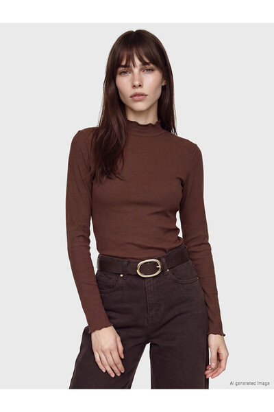 LC Waikiki Esvab • Modern & Distinctive Stand Collar Women's Ribbed Bodysuit
