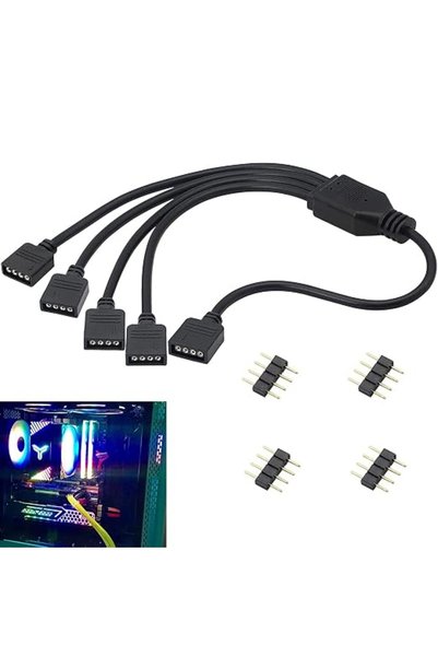 KASTWAVE كابل تقسيم RGB بـ 4 دبابيس 12 فولت، موصل شريط LED على شكل Y، كابل تق...