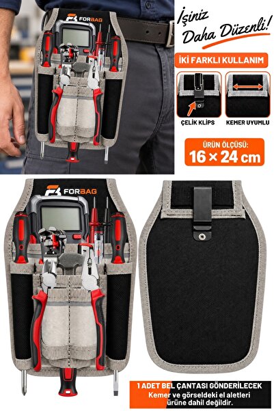 Bel Tipi Alet Çantası Organizer Hırdavat Çantası Alet Takım Çantası Kemer Klipsli 8 Bölmeli