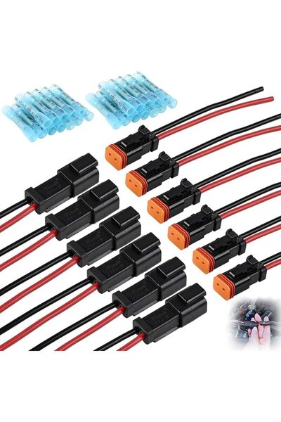 X SPRING Connectors Kit, 6 Sets 2 Pin DT Pigtail with 24pcs Butt Connector, W...