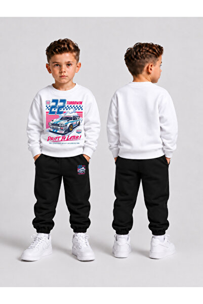 LORVEX Boys' Crew Neck Sweatshirt Tracksuit Set 2-Piece Printed Top and Botto...