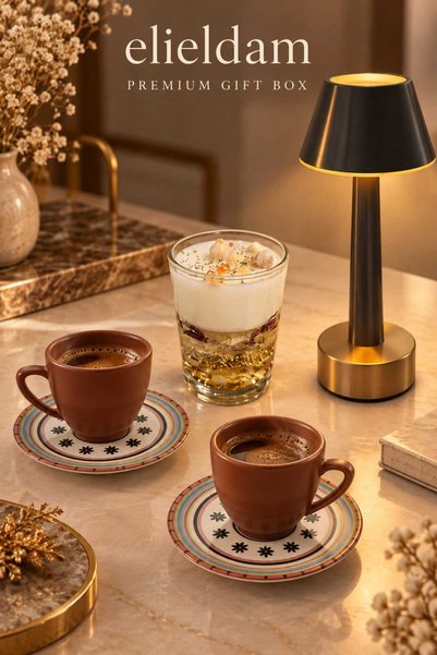 elieldam Yıldız Desenli Fincan Soya Mum Şarjlı Lamba Seti Kahve Severlere Hed...
