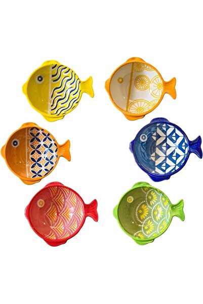 TERRIFI Ceramic Dipping Bowls 6 Pcs, Cute Fish-Shaped Sauce Dishes for Soy Sa...