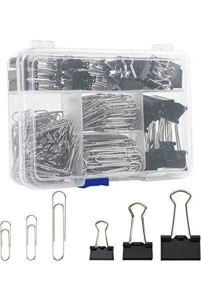 GENERAL EHME Binder Clips & Paper Clips Assorted Sizes, 340pcs Black, Office ...
