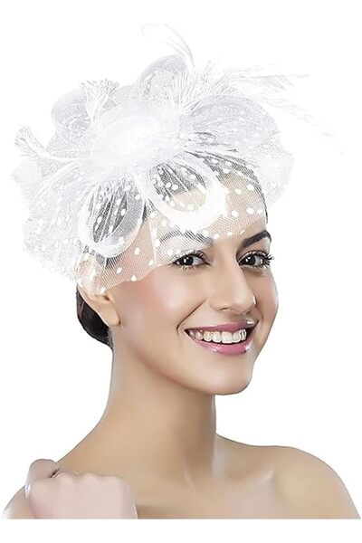 Tazweeq Women Fascinator Tea Party Hat, 20s 50s Wedding Cocktail Flower Mesh ...