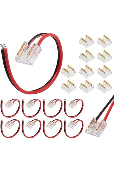 TERRIFI موصلات شريط إضاءة LED، موصلات إضاءة LED بدون لحام ذات طرفين 8 مم مع 1...