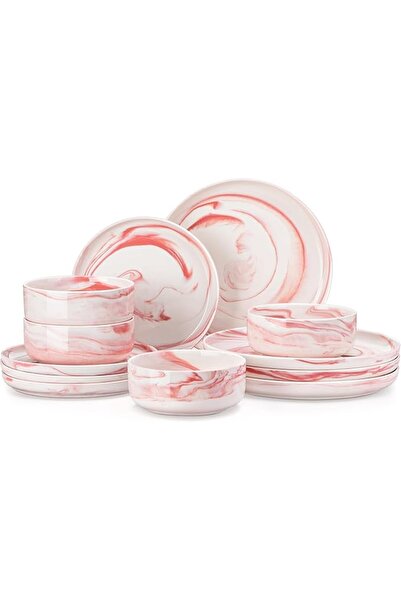 Malacasa Plates and Bowls Sets, 12 Pieces Porcelain Dinnerware Sets Dishware ...