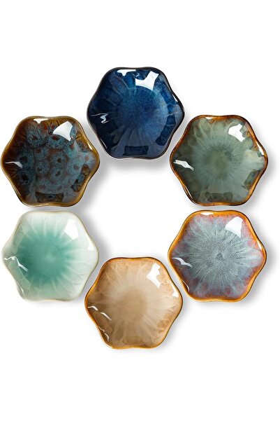 Yelajoy 6 Pack Ceramic Dipping Bowls 1.6oz Soy Sauce Dishes, Reactive Glaze U...