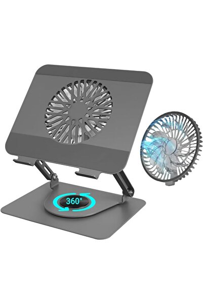 Generic حامل كمبيوتر محمول قابل للتعديل مع مروحة تبريد، 360 درجة °   حامل دوا...