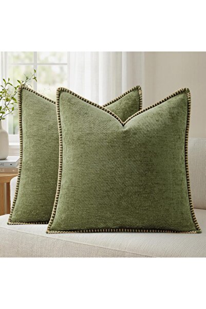 Generic a moment Pack of 2 Decorative Chenille Cushion Cover Throw Pillow Cov...