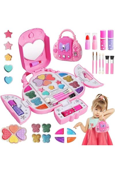 ALMEKAQUZ Kids Makeup for Girl, Real Washable Makeup for Kids with Mirror, Ma...