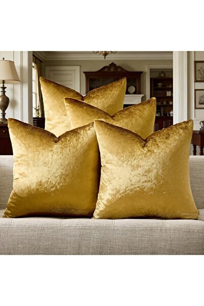 Generic GIGIZAZA Decorative Throw Pillow Covers 18 x 18, Gold Soft Pillow Cov...