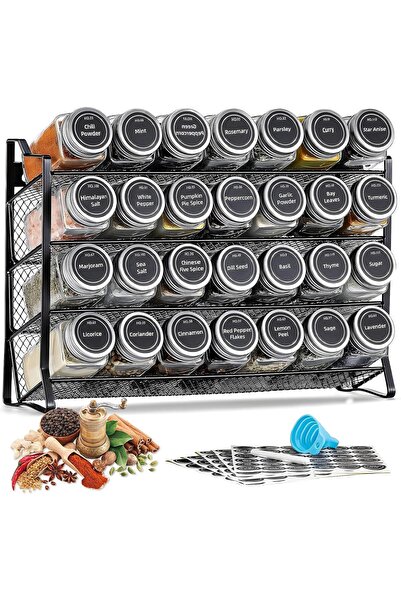 Generic Stackable Spice Rack with 28 Spice Jars, Kitchen Spice Rack Organizer...