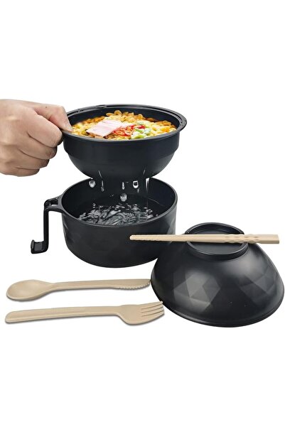 Yelajoy Microwave Ramen Cooker Bowl,Black Noodle Soup Set