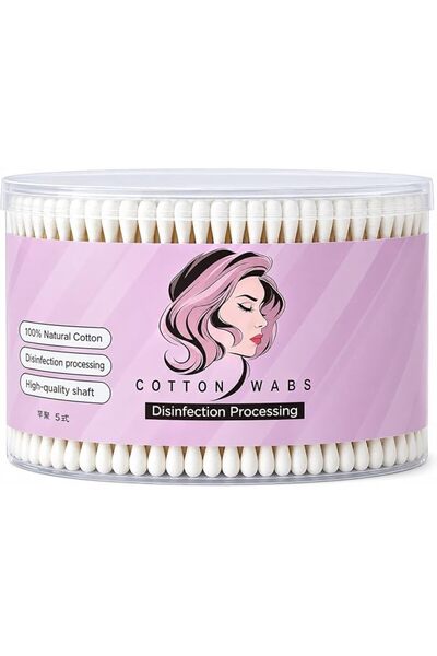 lukadah Double Round Bamboo Cotton Swabs 500 Pcs Thick Tips | Biodegradable E...