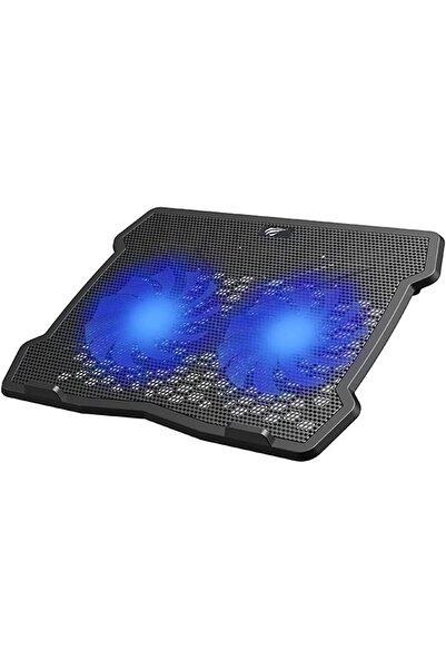 Generic مروحة تبريد لابتوب HAVIT F2075 بإضاءة LED زرقاء، مروحتان قويتان، منفذ...