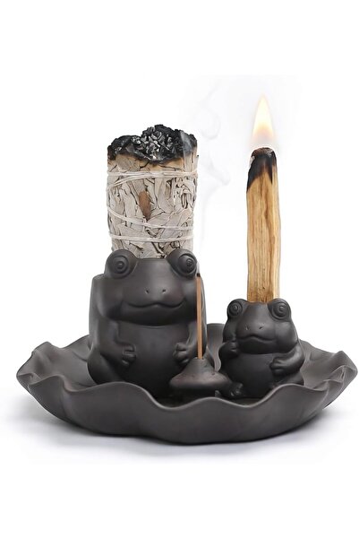 Generic ChangWanna Frog Incense Holder Waterfall - Ceramic Cone Backflow Ince...