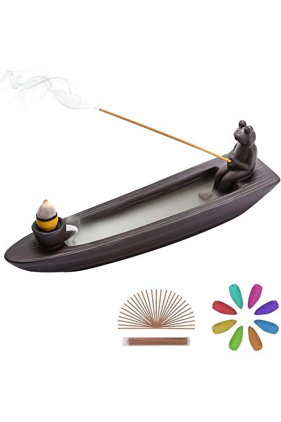 Generic ChangWanna Frog Incense Holder Waterfall - Ceramic Cone Backflow Ince...
