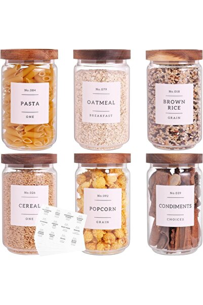 Generic CZZGSM 3 Set Glass Pantry Storage Jars with Acacia Airtight Lid - 50o...