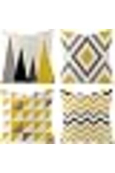 Generic Pillow Covers, ELECDON 4Pcs Decorative Geometric Yellow Grey 18 x 18 ...