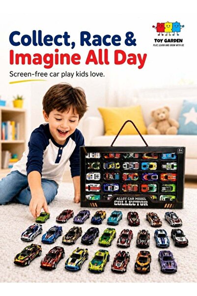 kdeck 25 PCS Alloy Toy Cars Set, Mini Diecast Vehicle Collection with Storage...
