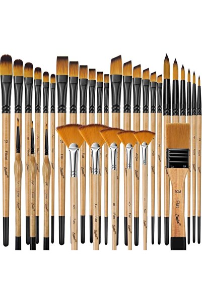Generic Bougimal 33 Pcs Paint Brush Set, No-Shedding Artist Paint Brushes