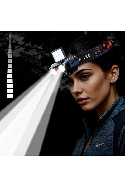 Generic كشاف رأس LED، كشاف ضوئي قابل للشحن ومطور، مصباح رأس خفيف الوزن للبالغ...