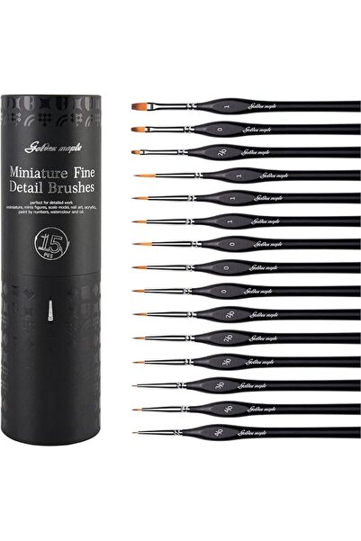 Generic Golden Maple Miniature Paint Brushes, 15PC Model Brushes Micro Detail...